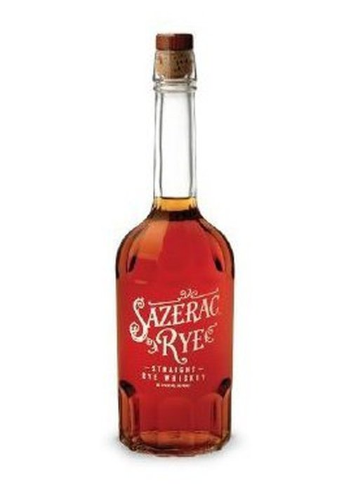 Sazerac Rye 750ml bottle with amber whiskey and red label