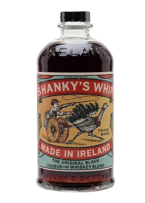 Shanky's Whip Black Whiskey Liqueur 700ml gift pack with vintage Irish label