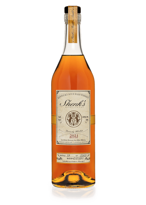 Shenk's Homestead Kentucky Sour Mash Whiskey 2021 Release 700ML bottle with heritage label and batch number