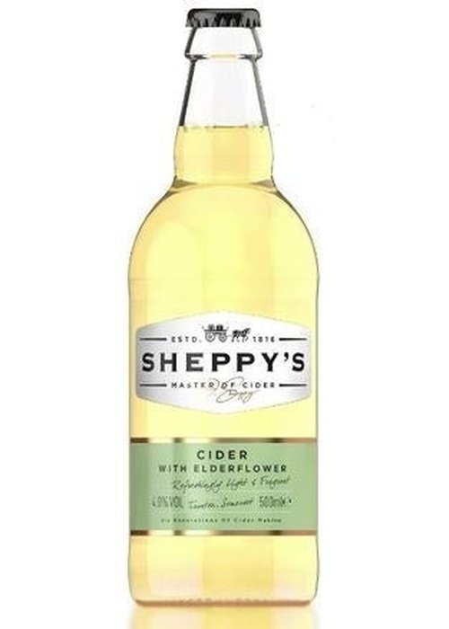 Sheppy's Cider with Elderflower 500ml bottle pale golden English cider