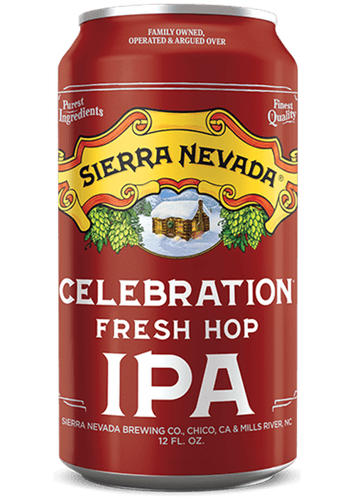 Sierra Nevada Celebration Fresh Hop IPA 355ml red aluminum can with snow cabin label