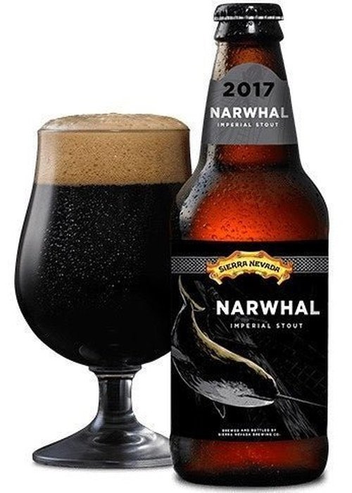Sierra Nevada Narwhal Imperial Stout 355ml bottle with dark beer and thick head