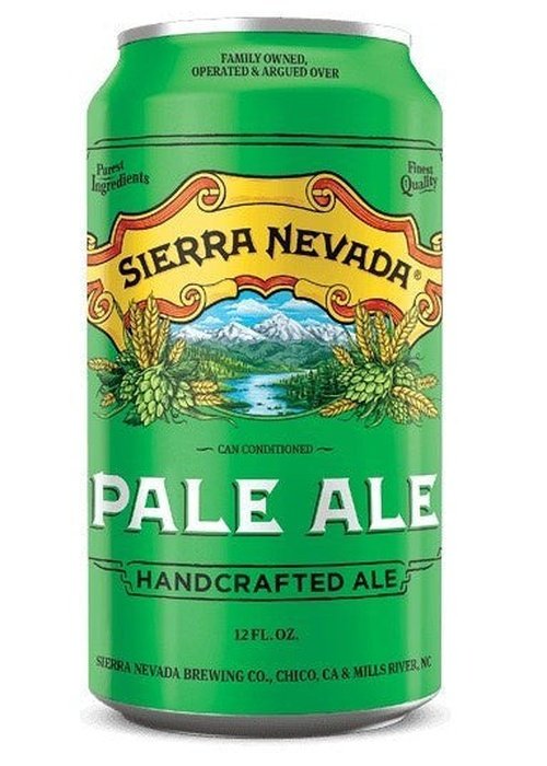 Sierra Nevada Pale Ale 355ml green aluminum can with mountain label and Cascade hops