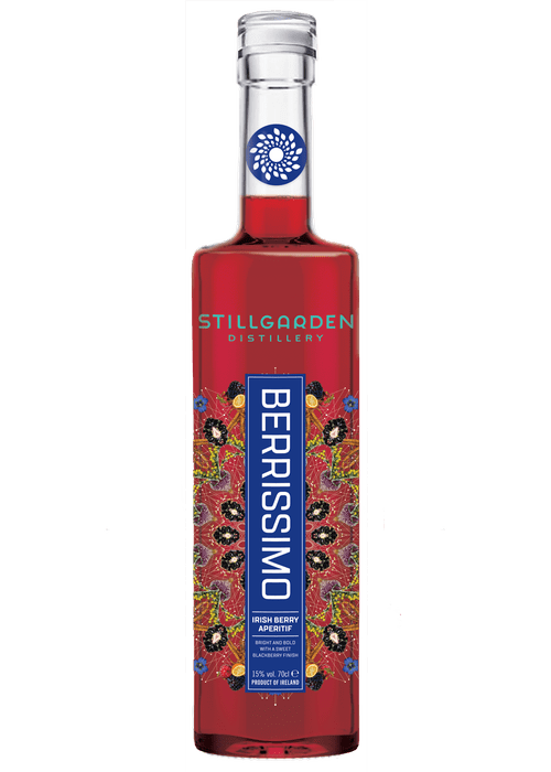 Stillgarden Berrissimo 700ml Irish Blackberry Aperitif Liqueur bottle with floral label