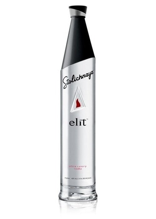 Stolichnaya Elit Vodka 700ML bottle with black cap and silver label