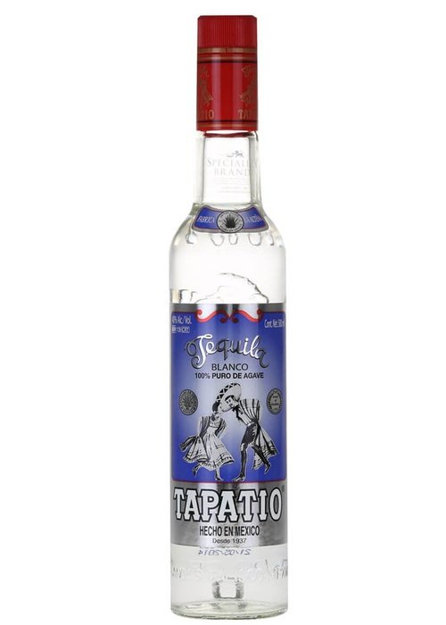 Tapatio Blanco Tequila 500ML bottle with blue label and red cap