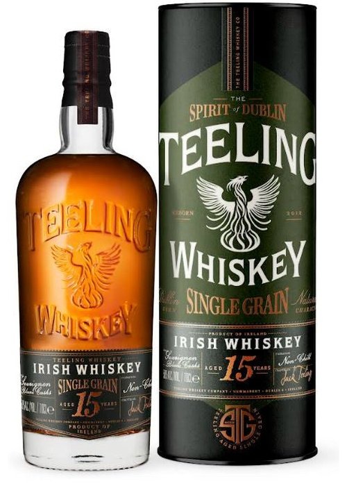 Teeling Single Grain 15 Year Old Sauvignon Blanc Cask Irish Whiskey bottle with packaging