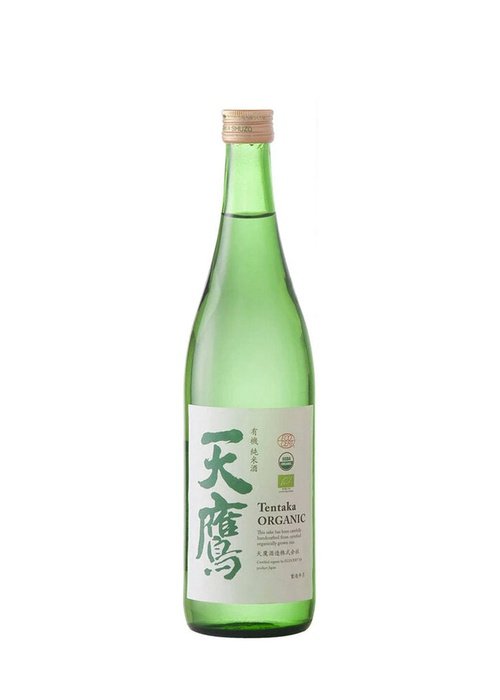 Tentaka Organic 720ml green glass sake bottle with JAS certification label