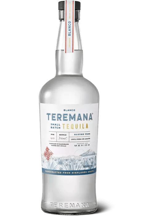 Teremana Blanco Tequila 750ml small batch agave bottle with white label and red logo