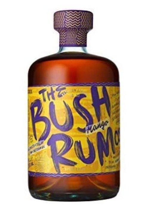 The Bush Rum Co. Mango 700ml spiced rum bottle with purple label and amber liquid