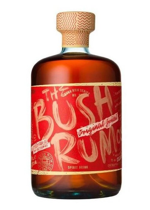 The Bush Rum Co. Original Spiced 700ml glass bottle with red label and cork stopper