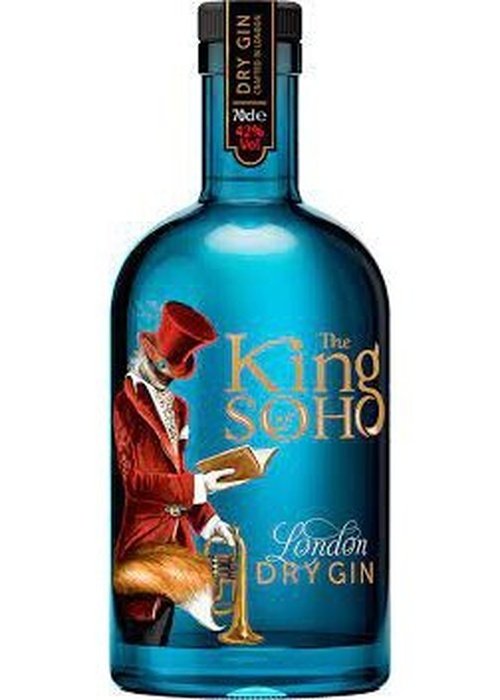 The King of Soho London Dry Gin 700ML blue bottle with red tailcoat label
