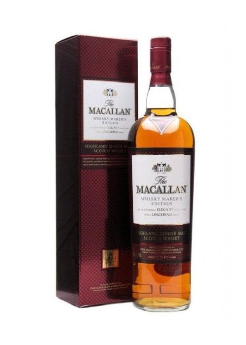 The Macallan Whisky Makers Edition 700ml Highland Single Malt Scotch in amber glass with maroon textured box
