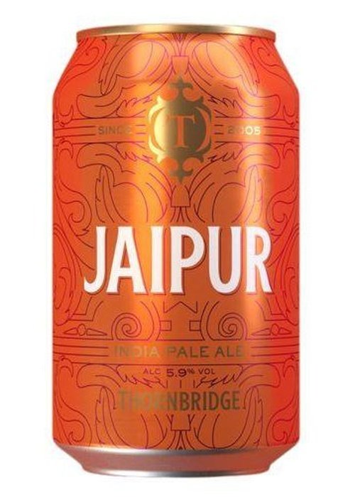 Thornbridge Jaipur India Pale Ale 330ml small can with orange and gold design
