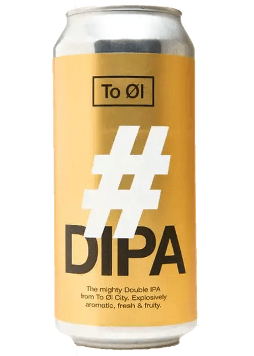 To Øl #DIPA 440ml silver aluminum can with matte orange label