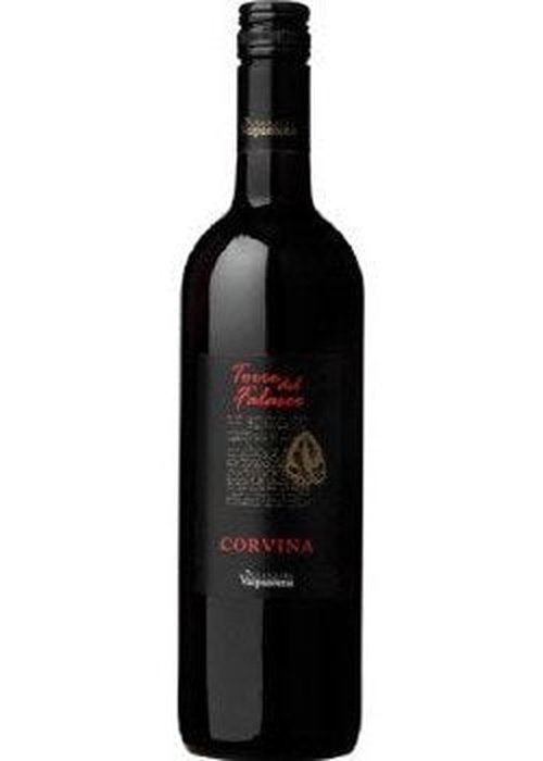 Torre Del Falasco Corvina red wine bottle with black label and gold emblem