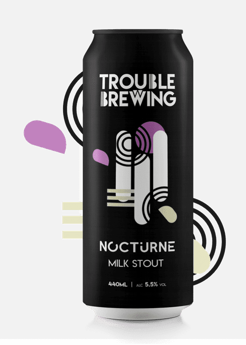 Trouble Brewing Nocturne Milk Stout 440ml can with cocoa nibs