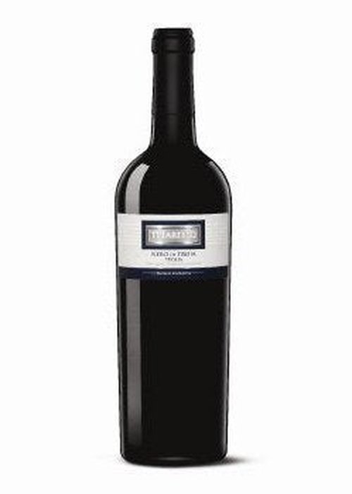 Tufarello Nero Di Troia red wine bottle with silver and blue label
