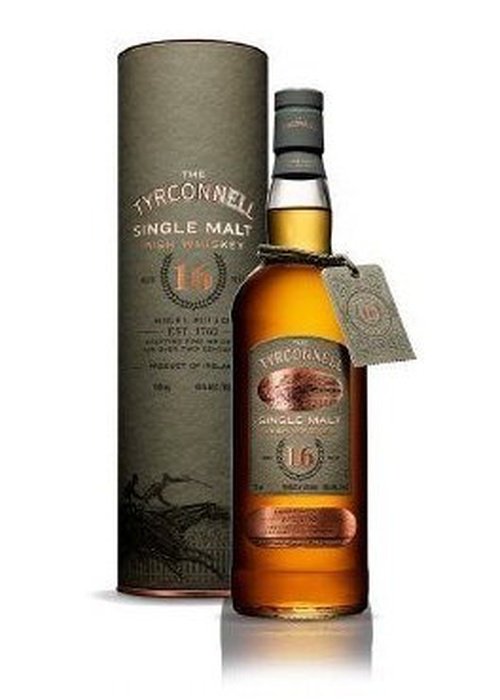 Tyrconnell Single Malt 15 Year Old Madeira Finish Irish Whiskey bottle with olive-green packaging tube