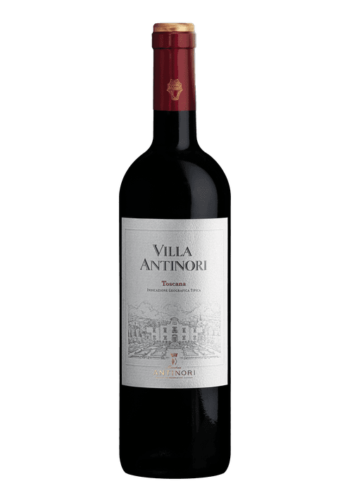 Villa Antinori Toscana red wine bottle with gold foil and crown logo