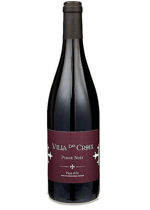 Villa Des Croix Pinot Noir red wine bottle from France with burgundy label