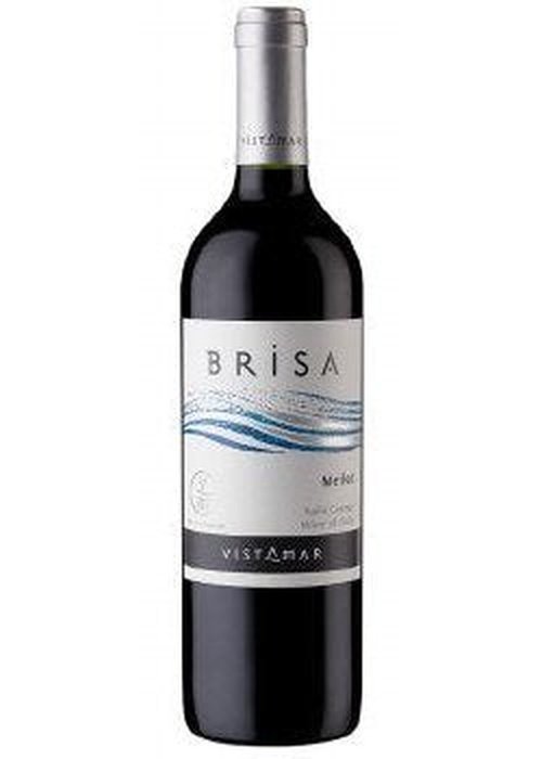Vistamar Brisa Merlot red wine bottle from Chile with blue wave label