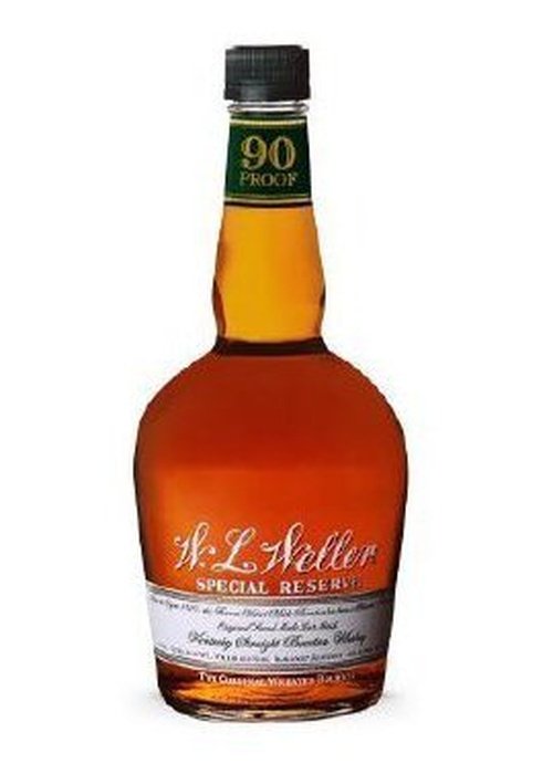 W. L. Weller Special Reserve 750ML wheated bourbon whiskey bottle with green neck label and amber liquid