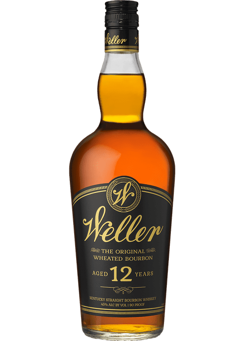 Weller 12 Year Old Kentucky Straight Bourbon Whiskey bottle with black and gold label
