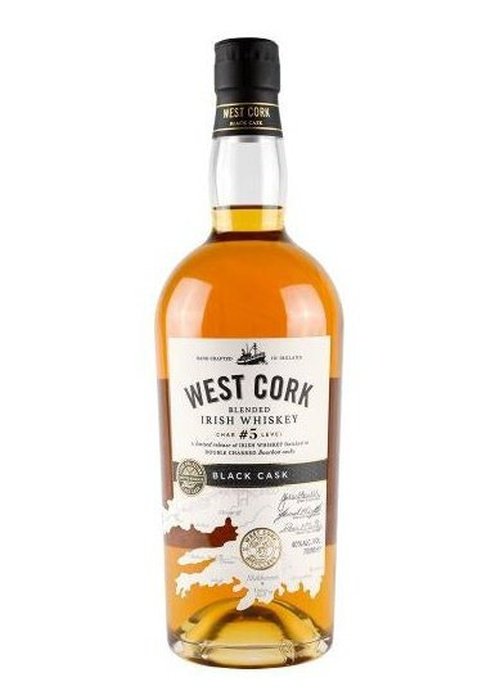 West Cork Black Cask Blended Irish Whiskey 700ML bottle with black cap and white label