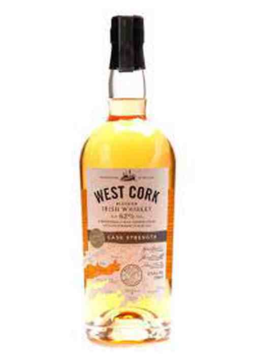 West Cork Cask Strength Irish Whiskey 62% ABV in clear glass bottle with beige label