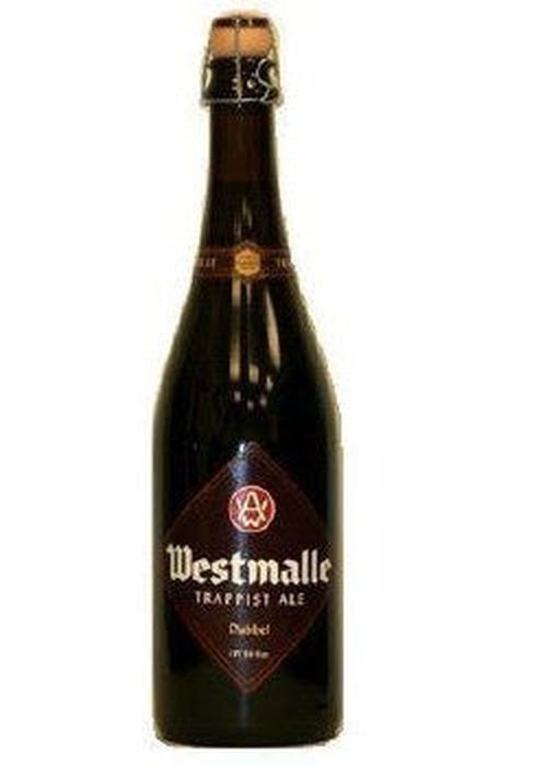 Westmalle Dubbel 750ml dark Trappist beer bottle with cork and wire cage