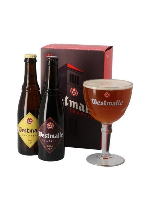 Westmalle gift pack with Dubbel and Tripel bottles plus chalice