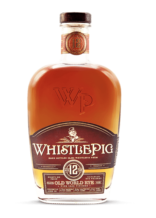 Whistlepig 12 Year Old World Rye Canadian whiskey bottle with wine cask finish