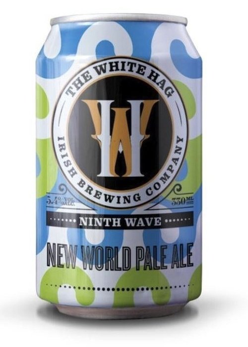White Hag Ninth Wave New World Pale Ale 330ml can with blue green polka dot design