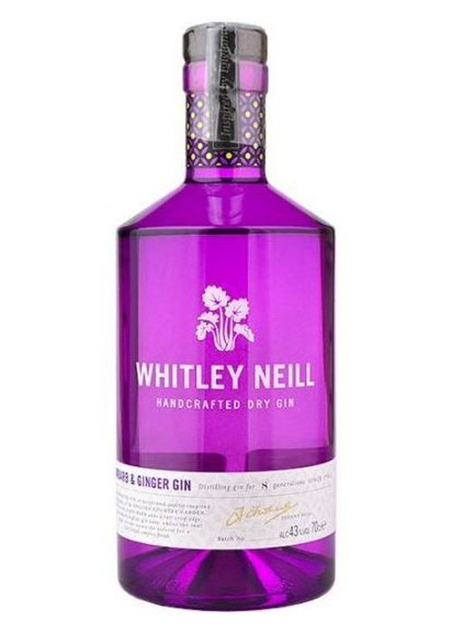 Whitley Neill Rhubarb & Ginger Gin 700ml purple bottle with floral label