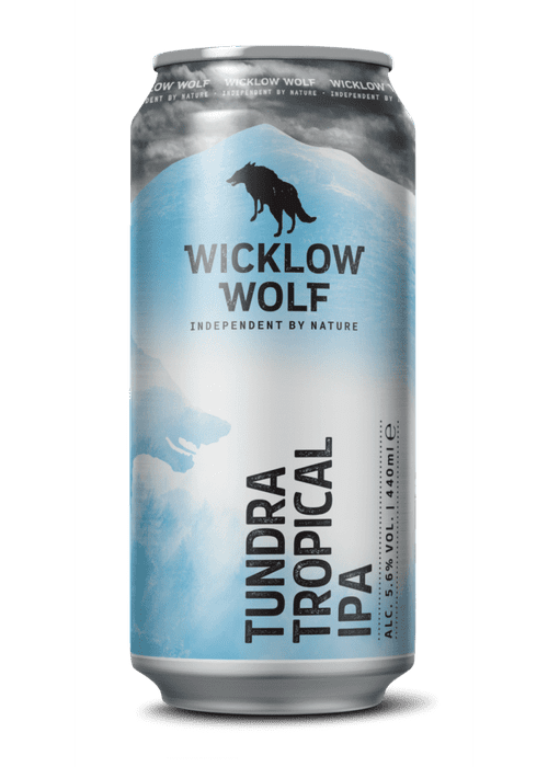 Wicklow Wolf Tundra Tropical IPA 440ml silver can with wolf mountain label