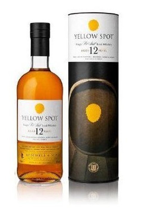 Yellow Spot 12 Year Old Single Pot Still Irish Whiskey bottle with cylindrical packaging