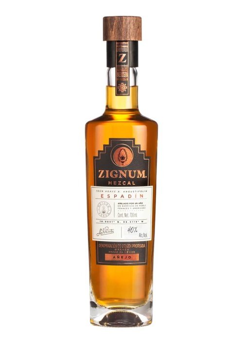 Zignum Mezcal Añejo 700ml bottle with black and gold label