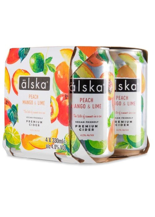 Alska Peach, Mango & Lime Can 4 Pack 330ML